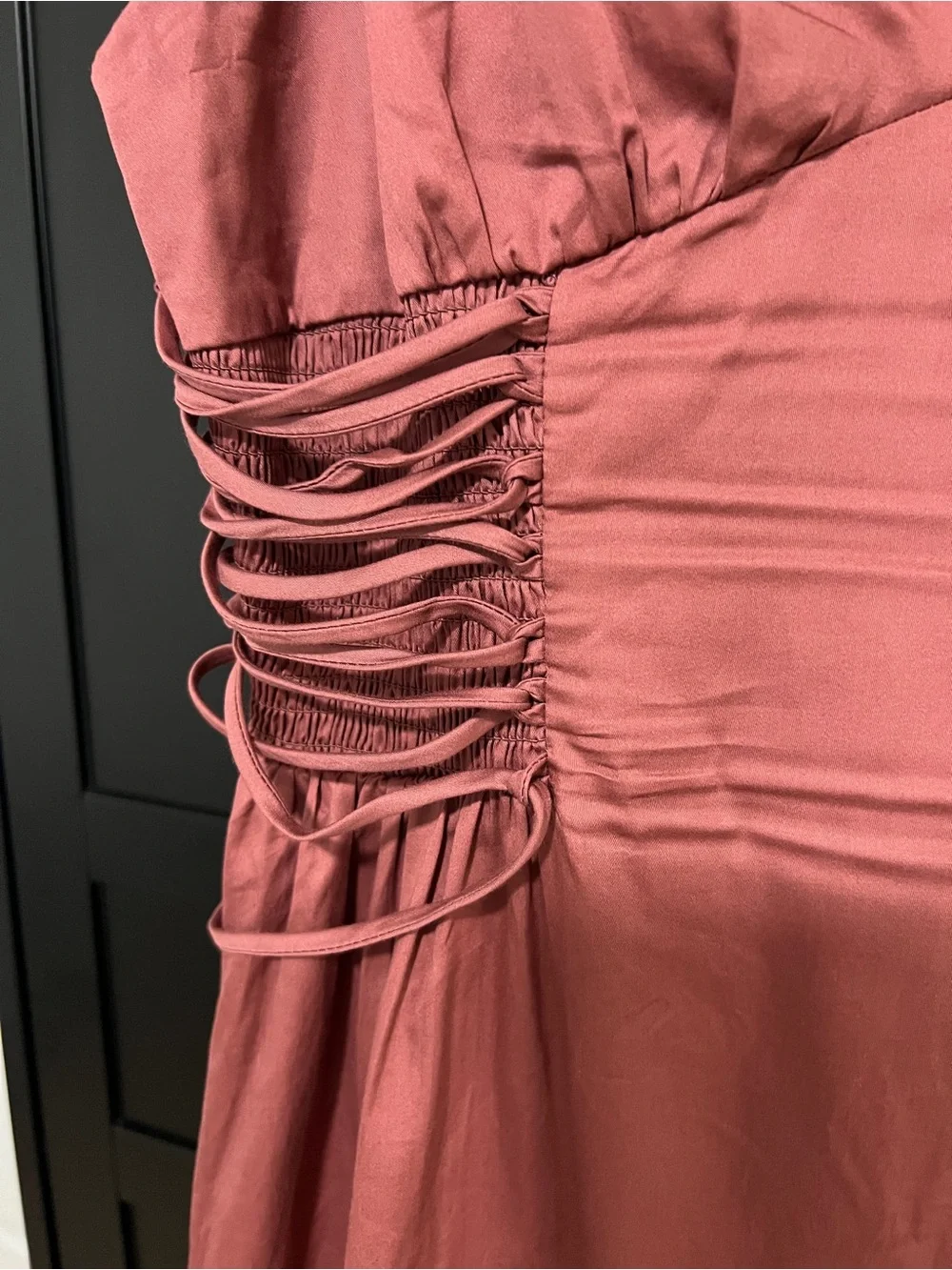 Astr Strappy Ruched Midi Dress in Dusty Rose - Picture 4 of 4